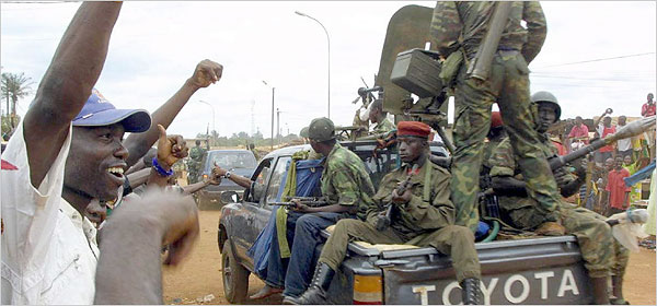 In 2003, François Bozize, a general, seized power in the Central African Republic and is still president. In March 2003, the escort of the then-new president was hailed by residents of a suburb of Bangui, above. {NYtimes}