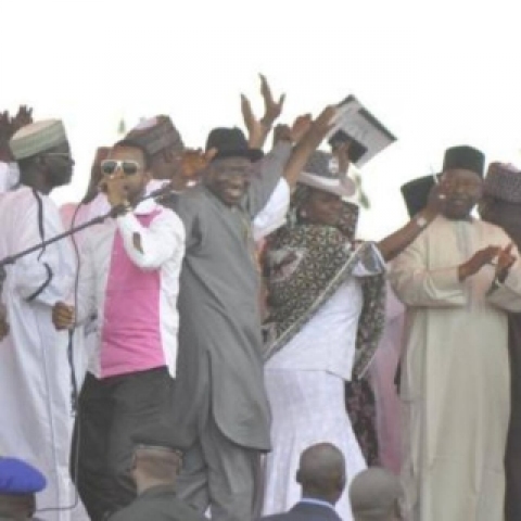 Former president Jonathan dancing after Chibok girl abduction