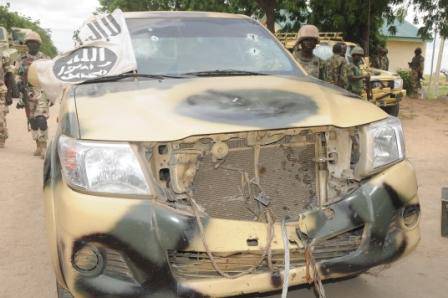 The destroyed terrorists operational vehicles after Konduga battle