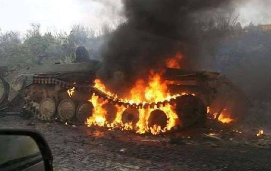 Terrorist tank bnurned by Civilian JTF lastw eek