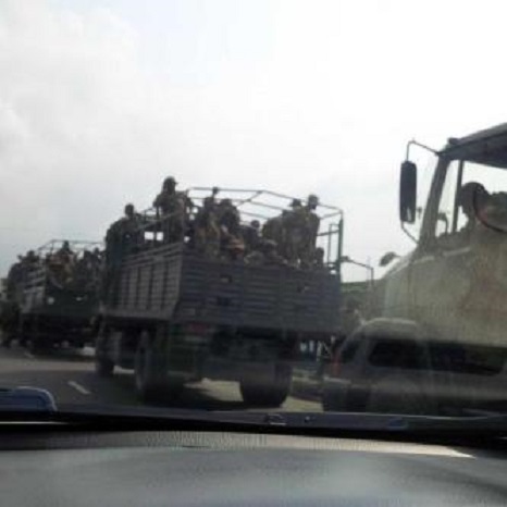 Soldiers in Lagos Nigeria today ahead of INEC postponement
