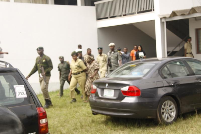 The alleged husband killer, Bar. Yewande Oyediran been led away by prison officials after the court proceeding. 