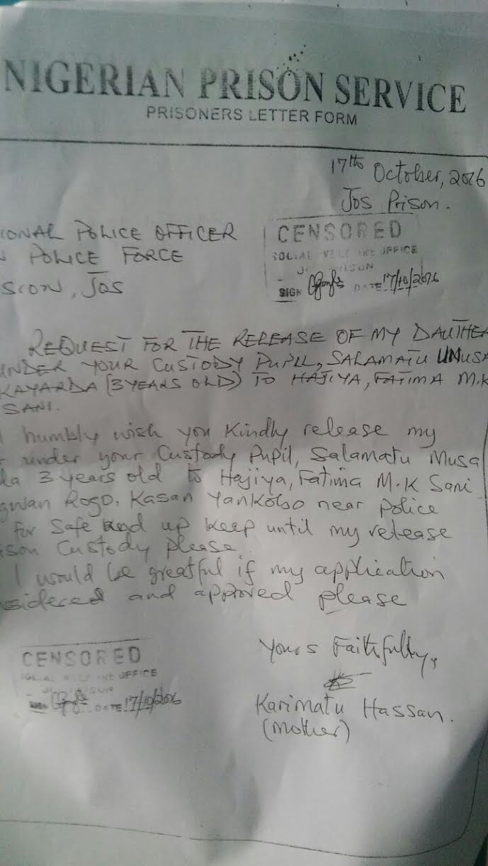Letter by mother to Nigerian prisons