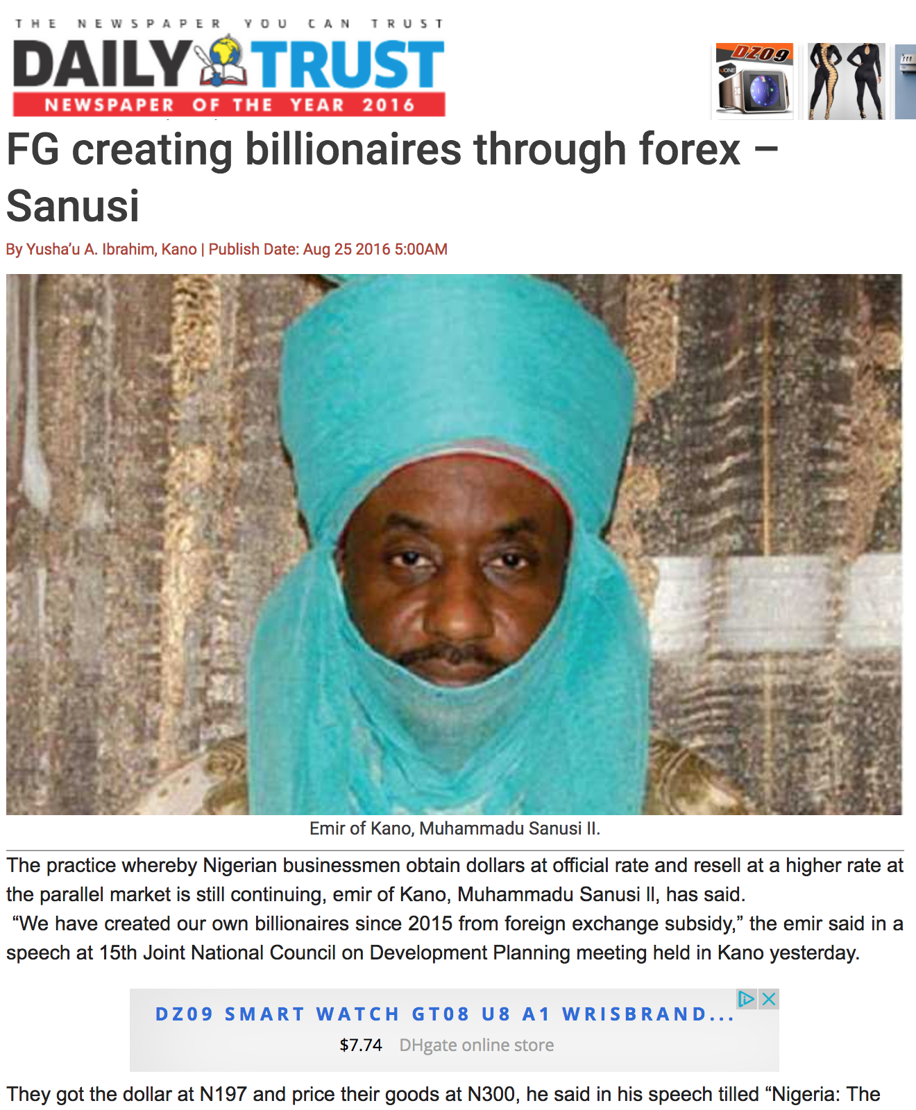 Related image by former CBN governor Sanusi
