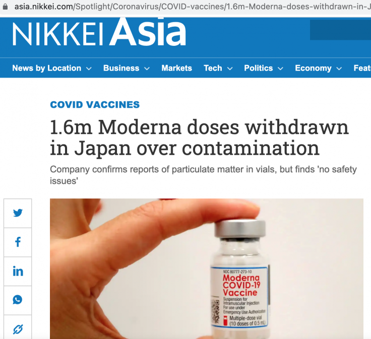 MAGNETISM: Japan Withdraws Moderna for “Contamination” with “Substance that Reacts to Magnets”