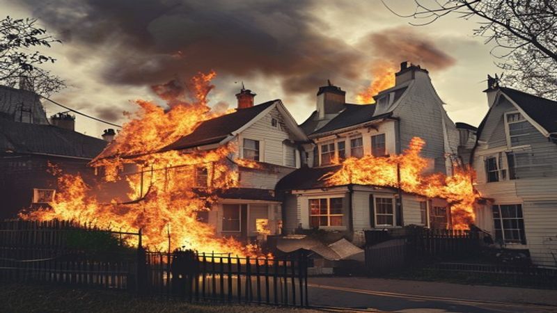 Fire Burns Down Homes in London Village During Heat Wave