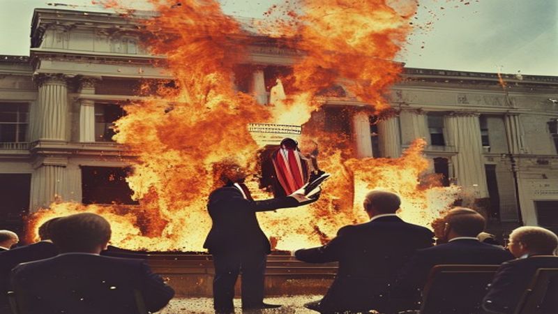 Man sets himself on fire outside court during Trump’s trial