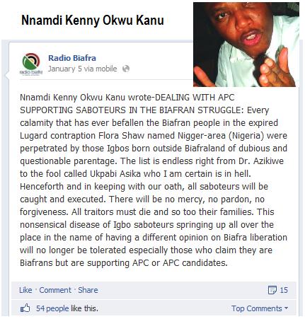 Biafra Fanatic Threatens United Kingdom, NewsRescue, Rotimi Amaechi, Rochas Okorocha With Terror and Death