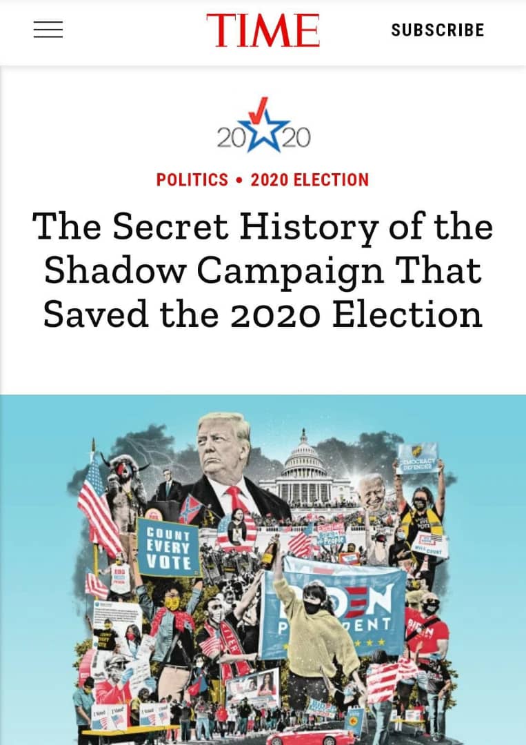TIME Admits 2020 US Election Was Rigged By “Well Funded Cabal” for Biden, Kamala Victory